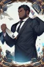 Placeholder: Dashing black man in a suit, holding a deck of cards.