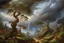 Placeholder: thunderstorms in the Garden of Eden during the day; No Adam and Eve's Garden of Eden, no creatures, dramatic storm clouds, only plants, trees, flowers, vines, including oaks, cedars, date palms, juniper, El Greco, Salvador Dalí, Catherine Abel's epic cinematic view, Artgerm, complex, elegant, digitally illustrated, scenic, surreal, hyper-detailed, 16k, clear focus, Artstation Beautiful, dreamy views, ultra-detailed, clear quality, colorful reflections of light