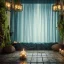 Placeholder: a gorgeous, stunning spa with gauzy curtains, dark wood floor, decorative blue-green ocean in glass ball, plants, smooth black stones, candles, 8k resolution, high-quality, fine-detail, digital art, detailed matte, volumetric lighting, illustration, 3D octane render, brian froud, howard lyon, selina french, anna dittmann, annie stokes, lisa parker, greg rutowski, George Grie, Ben Goossens, Igor Morski