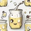 Placeholder: Illustration of Choccy Milk, white background, main colors are black and yellow, single developer, cartoon, minimalistic