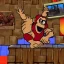 Placeholder: Donkey Kong throwing berrals at Bill Clinton