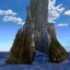 Placeholder: a giant burned out tree trunk emerging from the ocean, a whirlpool in the ocean