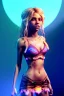 Placeholder: Shakira, artist, 30 years old, Realistic image, waist up portrait, etro style dress. Blonde, feathers, loose long hair, eyes make up, perfect, glow, circle iris. Neon colors, leds, geometric shapes. Dark background, photo studio, neon lights. Cyberpunk, concept art, smooth, unreal engine 5, god lights, ray tracing, RTX, lumen lighting, ultra detail, volumetric lighting, 3d, finely drawn, high definition, 4k.