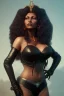 Placeholder: Pam Grier as evil queen in black leather, leather, busty, cleavage, angry, stern look. character design by cory loftis, fenghua zhong, ryohei hase, ismail inceoglu and ruan jia. unreal engine 5, artistic lighting, highly detailed, photorealistic, fantasy