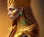 Placeholder: Beautiful brown pharaonic queen, golden and green pharaonic dress, clear, clear features, too many details, 4k, 8k, portrait