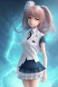 Placeholder: Stunning anime schoolgirl with striking looks in a stormy background