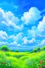 Placeholder: impressionism nature peace communication compassion tranquility blue sky meadow fluffy clouds flowers