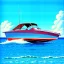 Placeholder: fullbody inside frame,sea,classic style concept, vintage SpeedBoat vehicle, retro design study, toned colors