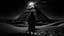 Placeholder: "A super scary cinematic black and white YouTube thumbnail for the horror story 'Whispers of the Sands'. The image shows an uncharted ancient Egyptian pyramid under a star-filled sky. Jonah, a seasoned traveler, stands with his back to the viewer, facing the pyramid. He's holding a light source, creating dramatic shadows around him. The desert dunes surround him, adding to the scene's mystique. The pyramid's entrance emits a strange, ethereal light, suggesting an otherworldly presence.