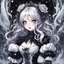 Placeholder: You're not bad. I guess you've got more than just a frosty attitude going for you. Your flames don't stand a chance. I'll turn it all into ice. in gothic punk rozen maiden art style