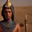 Placeholder: Egyptian bronze age warrior portrait, village, meditation, nile delta, sky, 8k quality