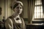 Placeholder: ww1 very sad maid talking close-up standing up looking to the camera, ww1 mansion room background