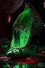 Placeholder: dark fantasy, intricate cover, a whimsical fairytale, translucent shoe made of green glass with drops of crimson blood underneath