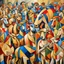 Placeholder: piccasso crowd people cubism with bull