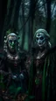 Placeholder: Halloween Cthulhu portrait of merciless medieval countess and her creepy sister, wearing the sickest makeup like the joker, full moon, in dark forest grove, down-light, shot on Hasselblad h6d-400c, zeiss prime lens, bokeh like f/0.8, tilt-shift lens 8k, high detail, smooth render, down-light, unreal engine, prize winning