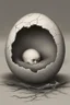 Placeholder: a haunting image of an embryonic human emerging from a cracked egg