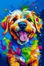 Placeholder: An art for a cute happy dog, detailed, ten different colors, painted
