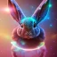 Placeholder: galaxies, spirals, space, nebulae, stars, smoke, iridescent, intricate detail, in the shape of a rabbit, fur wearing crystals, octane render, 8k, --q 2 --ar 2:3 --uplight