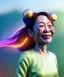 Placeholder: Ultra Realistic photo, medium shot view, drunken sweet dancer old Asian woman, carnival scene, monster hair, steampunk style. Red hair, confeti, smile, happy, festival, ovnis, gradient color fog. highly detailed, concept art, unreal engine 5, ray tracing, RTX, lumen lighting, ultra detail, volumetric lighting, 3d, finely drawn, high definition, high resolution.