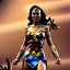 Placeholder: Wonder woman is fighting a giant bug