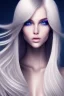 Placeholder: beautiful, soft, blues eyes, straight and blonde long hair, brillante suit