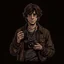 Placeholder: Brown haired man with casual 90s clothes and a camera grimdark art