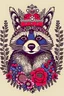 Placeholder: Retrato de um racoon em estilo medieval com uma coroa de flores