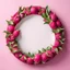 Placeholder: Round picture frame in the colors of dragon fruit on a light background to remove