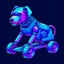 Placeholder: Doctor Who K-9 Robot Dog on wheels, Vaporwave design