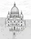 Placeholder: a coloring page, depicting the Sacre Coeur in France, full page, full view, black and white, line art, outline, highly defined lines, no trees, no grass