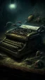 Placeholder: Bosch nightmares paining style Title:an old typewriter machine, 8k artistic photography, photorealistic concept art, soft natural volumetric cinematic perfect light, chiaroscuro, award-winning photograph, masterpiece, oil on canvas, Raphael, Caravaggio, Greg Rutkowski, people, beksinski, Giger