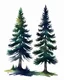 Placeholder: 2 isolated spruce/pine trees with ground shadow, stylized graphic with watercolor for logo