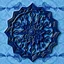 Placeholder: Hyper Realistic (3D) Beautiful Intricately Crafted Navy-Blue Colored Islamic Art Inspired Little Patterns On Both Sides Symmetrically Of Light-Blue Marble.