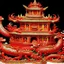 Placeholder: A red palace with pepper dragons designed in Chinese paper art painted by Peter Carl Faberge