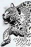 Placeholder: Design a vector art, line art of the "jaguar", jumping right to left