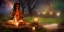 Placeholder: beautiful african lady meditating at night with candles in a enchanted forest, fotorealistic, high quality, landscape, 17, chalice well