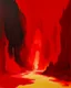 Placeholder: A light red fiery brimstone cavern painted by Clyfford Still
