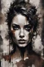 Placeholder: Portrait of a female beauties, expressive eyes, skin is made out of chocolate, gritty background, , grunge, graffiti, neo-expressionist , Russ Mills, Ian Miller