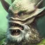 Placeholder: dungeons and dragons, fantasy, goblin, king, portrait, face, close up, greenish skin, watercolour