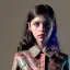 Placeholder: Margaret Qualley toddler, full body, leather jacket, floral shirt, floral skirt, shoe, soft skin, movie background, dramatic lighting, hyper realistic