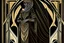 Placeholder: Stylized Arabian Nights aristocrat, In the style of Tarot and Art Deco, Black colours