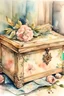 Placeholder: Vintage Mystery Box Watercolor Painting , Shabby chic style