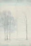 Placeholder: Minimalist rough abstract dusty pastel chalk drawing of oak trees in winter on a textured gesso background.