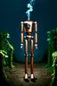 Placeholder: COPILOT PROMPT A majestic, eight-foot-tall automaton, constructed from polished copper and oiled wood, stands in a desolate, overgrown garden. Vines and moss cling to its metallic limbs, and a single, glowing glass eye seems to observe the world with quiet contemplation. A small puff of steam escapes from a valve on its chest, giving the only sign of life. The background is the rusted, decaying façade of a grand Victorian manor, half-swallowed by the wilderness. The scene should be lit with a s