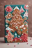 Placeholder: Create a bestselling notebook cover with a festive holiday theme. The design should feature a cheerful gingerbread motif and vibrant colors, evoking the warmth and joy of the season. Incorporate traditional holiday symbols for an eye-catching and must-have look during the holidays.