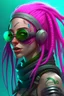 Placeholder: mermaid cyberpunk some fish scales on face pink hair dreadlock sunglasses