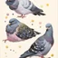 Placeholder: yellow and pink Pigeon. 19th painting