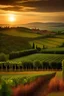 Placeholder: viñedos bajo un atardecer en toscana, italia. Que sea realista