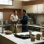 Placeholder: [high res photo by John Woo] the first scene of gun-fu in a kitchen