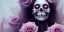 Placeholder: dead girl buried in flowers, beautiful, eyes closed, exposed skeleton